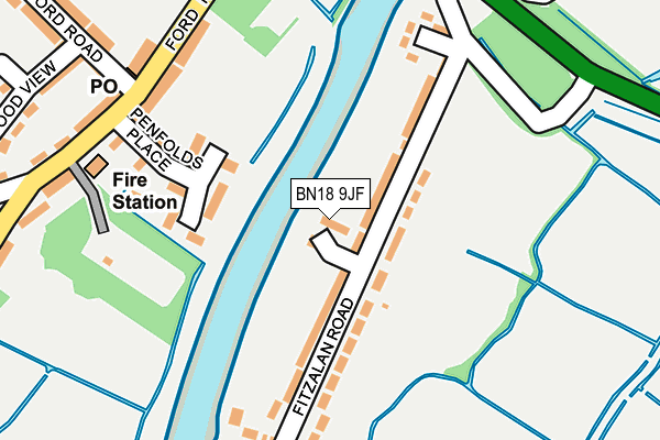 BN18 9JF map - OS OpenMap – Local (Ordnance Survey)