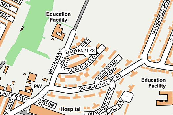 BN2 0YS map - OS OpenMap – Local (Ordnance Survey)