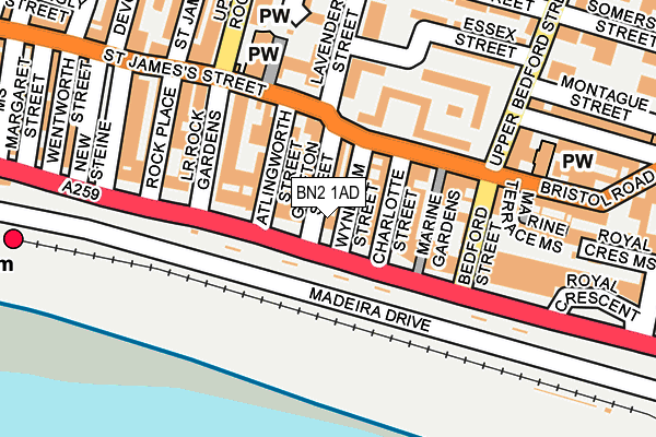 BN2 1AD map - OS OpenMap – Local (Ordnance Survey)