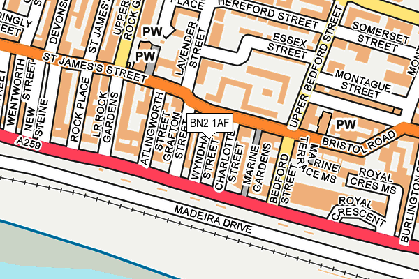 BN2 1AF map - OS OpenMap – Local (Ordnance Survey)