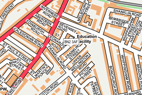 BN2 3AF map - OS OpenMap – Local (Ordnance Survey)