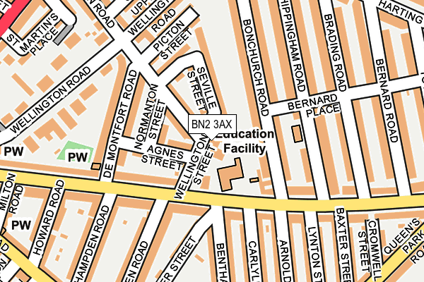 BN2 3AX map - OS OpenMap – Local (Ordnance Survey)