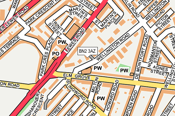 BN2 3AZ map - OS OpenMap – Local (Ordnance Survey)
