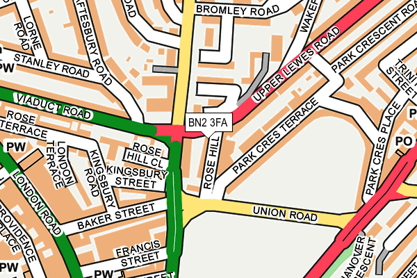 BN2 3FA map - OS OpenMap – Local (Ordnance Survey)