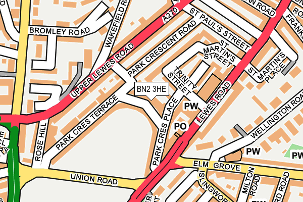 BN2 3HE map - OS OpenMap – Local (Ordnance Survey)