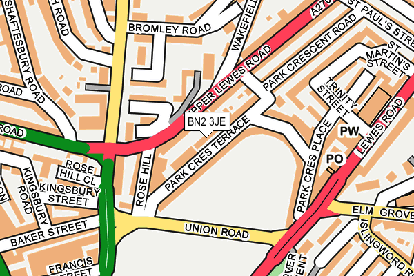 BN2 3JE map - OS OpenMap – Local (Ordnance Survey)