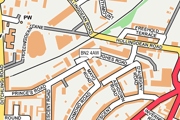 BN2 4AW map - OS OpenMap – Local (Ordnance Survey)