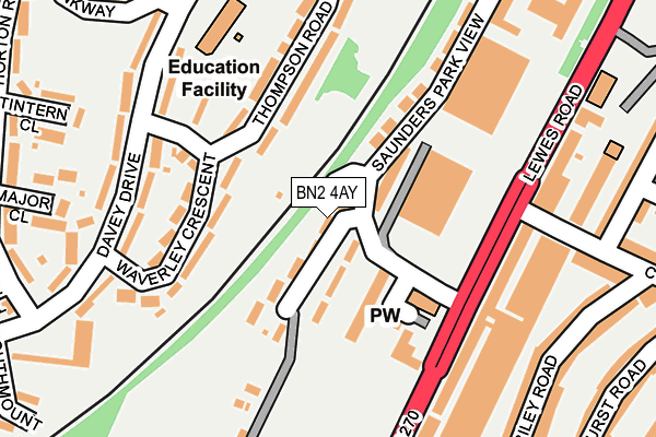 BN2 4AY map - OS OpenMap – Local (Ordnance Survey)