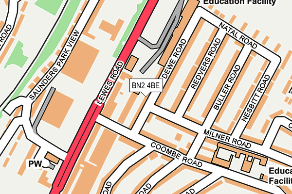 BN2 4BE map - OS OpenMap – Local (Ordnance Survey)