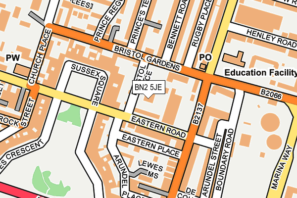 BN2 5JE map - OS OpenMap – Local (Ordnance Survey)