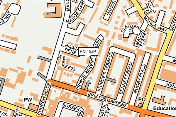 BN2 5JP map - OS OpenMap – Local (Ordnance Survey)