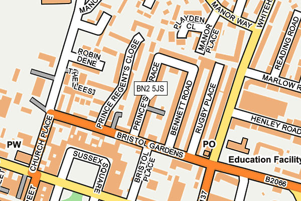 BN2 5JS map - OS OpenMap – Local (Ordnance Survey)