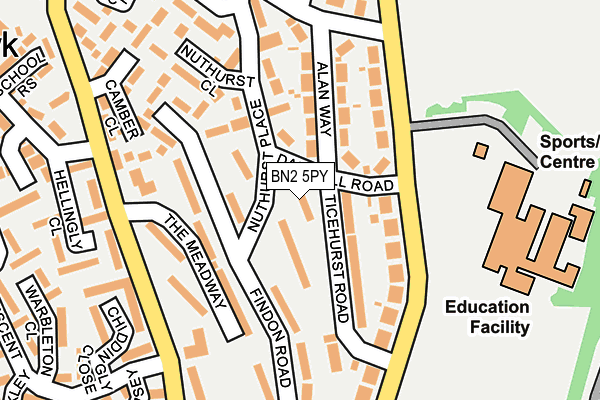BN2 5PY map - OS OpenMap – Local (Ordnance Survey)