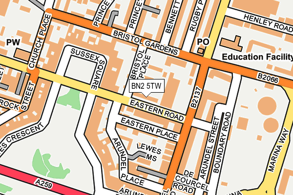 BN2 5TW map - OS OpenMap – Local (Ordnance Survey)