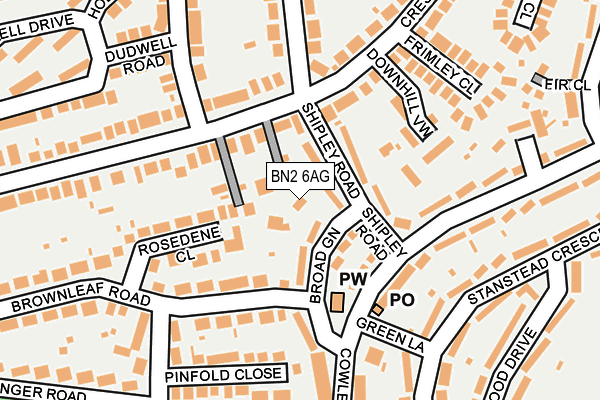 BN2 6AG map - OS OpenMap – Local (Ordnance Survey)