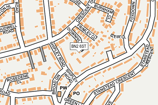 BN2 6ST map - OS OpenMap – Local (Ordnance Survey)