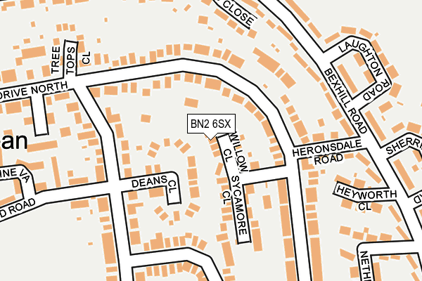 BN2 6SX map - OS OpenMap – Local (Ordnance Survey)
