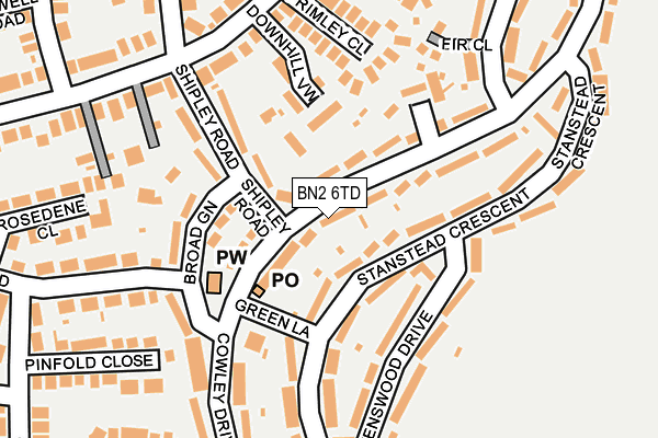 BN2 6TD map - OS OpenMap – Local (Ordnance Survey)