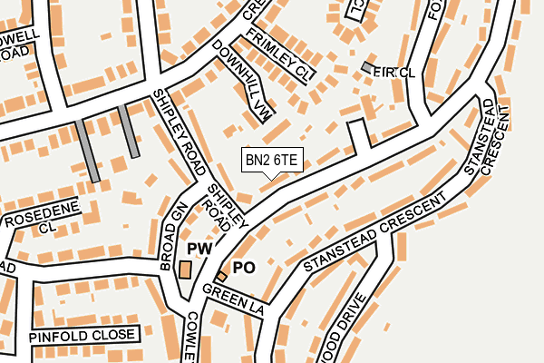 BN2 6TE map - OS OpenMap – Local (Ordnance Survey)
