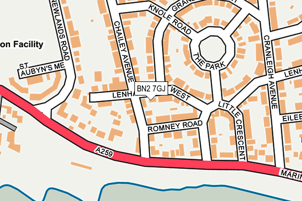BN2 7GJ map - OS OpenMap – Local (Ordnance Survey)