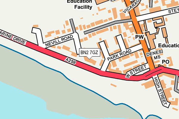 BN2 7GZ map - OS OpenMap – Local (Ordnance Survey)