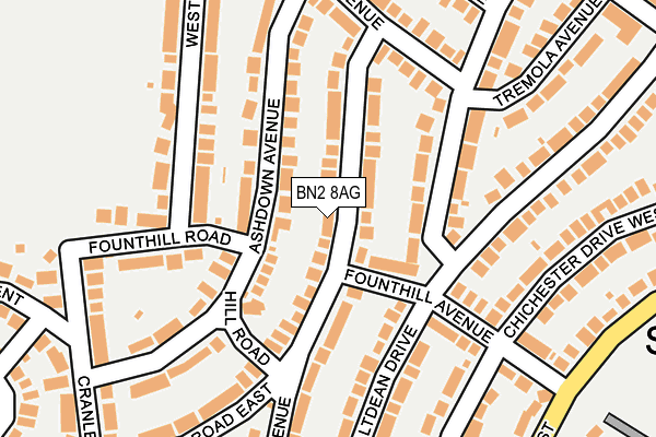 BN2 8AG map - OS OpenMap – Local (Ordnance Survey)