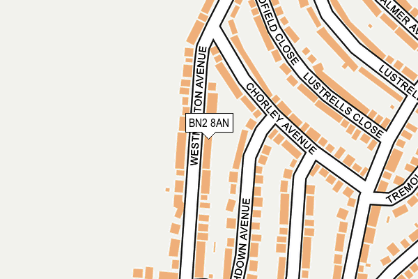 BN2 8AN map - OS OpenMap – Local (Ordnance Survey)