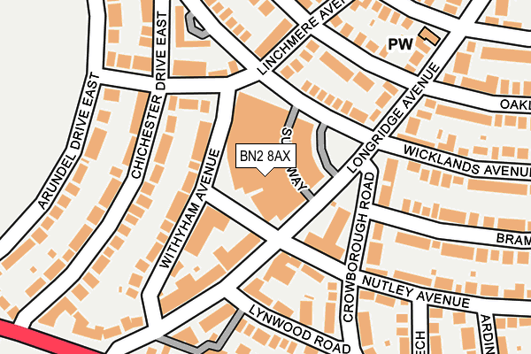 BN2 8AX map - OS OpenMap – Local (Ordnance Survey)