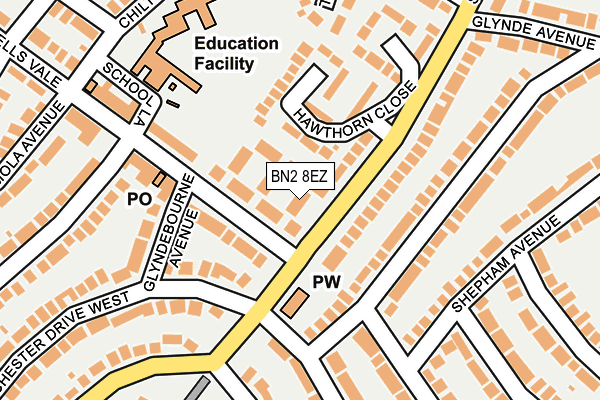 BN2 8EZ map - OS OpenMap – Local (Ordnance Survey)