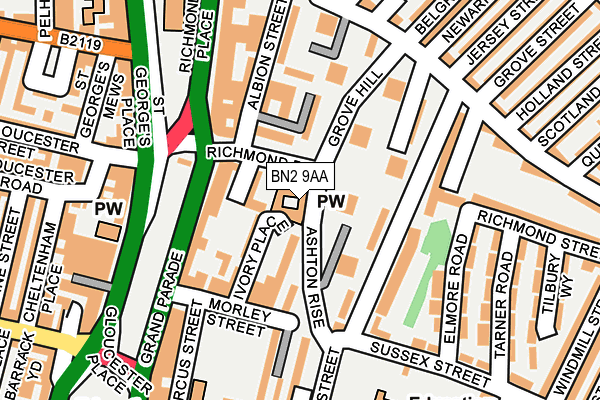 BN2 9AA map - OS OpenMap – Local (Ordnance Survey)