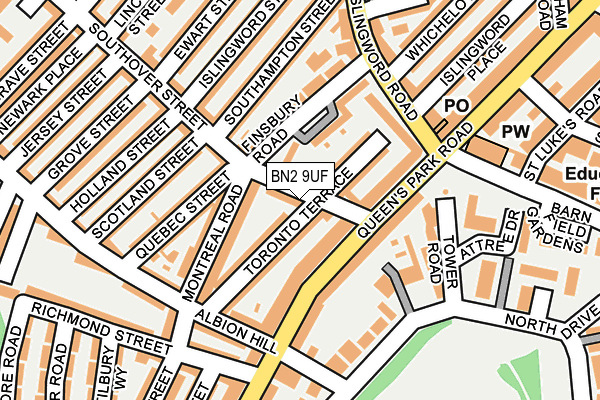 BN2 9UF map - OS OpenMap – Local (Ordnance Survey)
