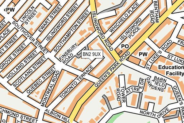 BN2 9UX map - OS OpenMap – Local (Ordnance Survey)