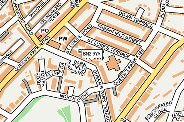 BN2 9YA map - OS OpenMap – Local (Ordnance Survey)