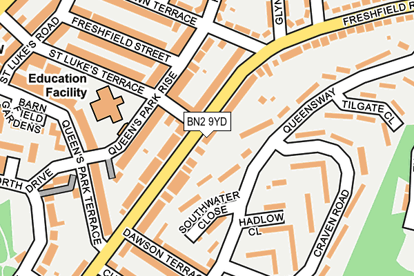 BN2 9YD map - OS OpenMap – Local (Ordnance Survey)