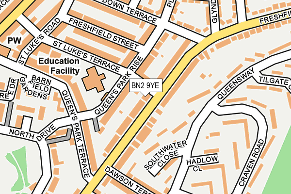 BN2 9YE map - OS OpenMap – Local (Ordnance Survey)
