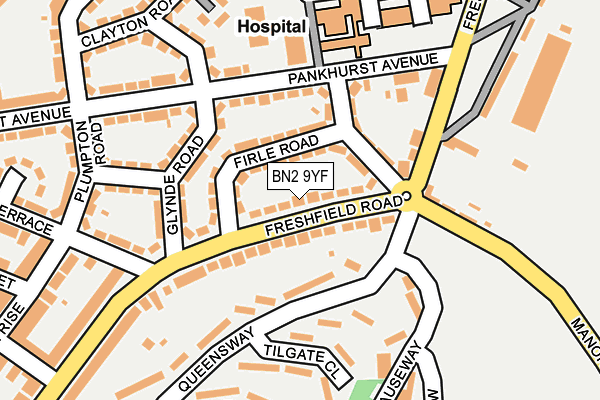 BN2 9YF map - OS OpenMap – Local (Ordnance Survey)
