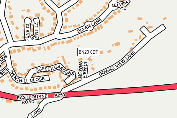BN20 0DT map - OS OpenMap – Local (Ordnance Survey)