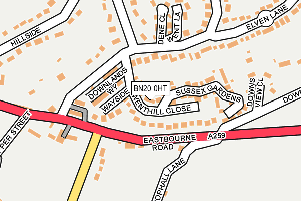 BN20 0HT map - OS OpenMap – Local (Ordnance Survey)