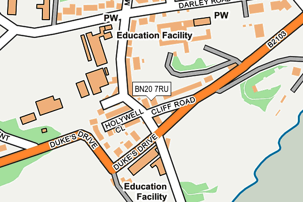 BN20 7RU map - OS OpenMap – Local (Ordnance Survey)