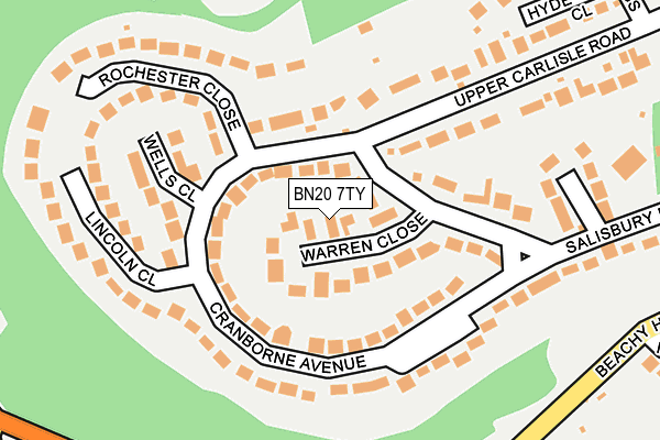 BN20 7TY map - OS OpenMap – Local (Ordnance Survey)