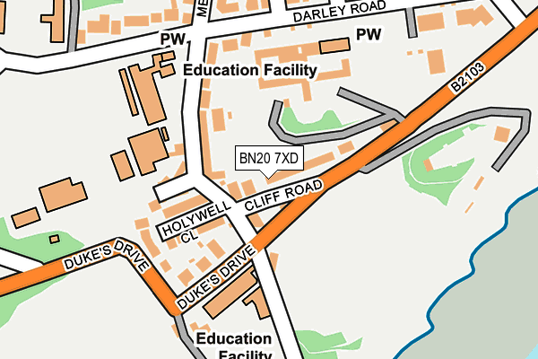 BN20 7XD map - OS OpenMap – Local (Ordnance Survey)