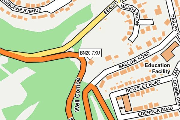 BN20 7XU map - OS OpenMap – Local (Ordnance Survey)