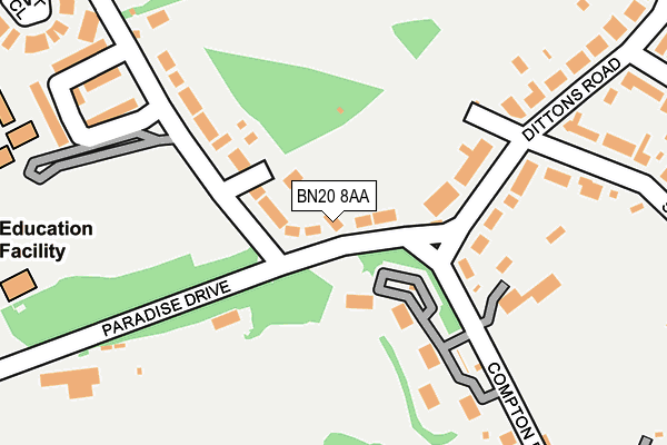 BN20 8AA map - OS OpenMap – Local (Ordnance Survey)