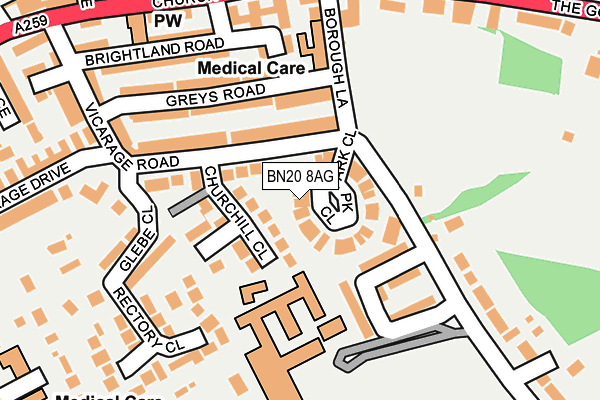 BN20 8AG map - OS OpenMap – Local (Ordnance Survey)
