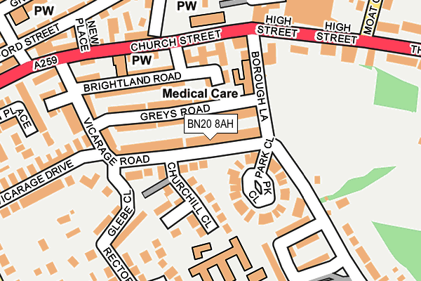 BN20 8AH map - OS OpenMap – Local (Ordnance Survey)