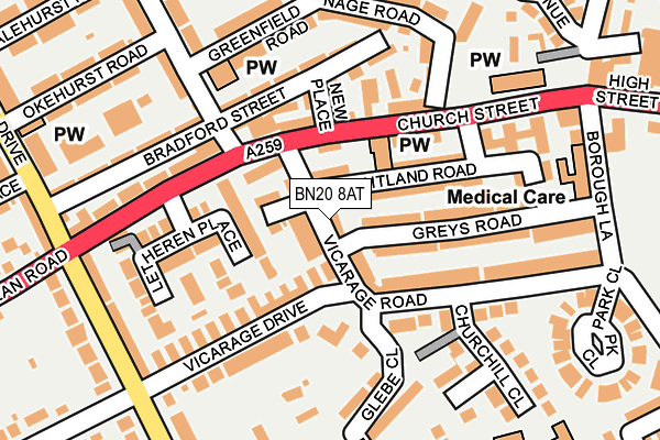 BN20 8AT map - OS OpenMap – Local (Ordnance Survey)