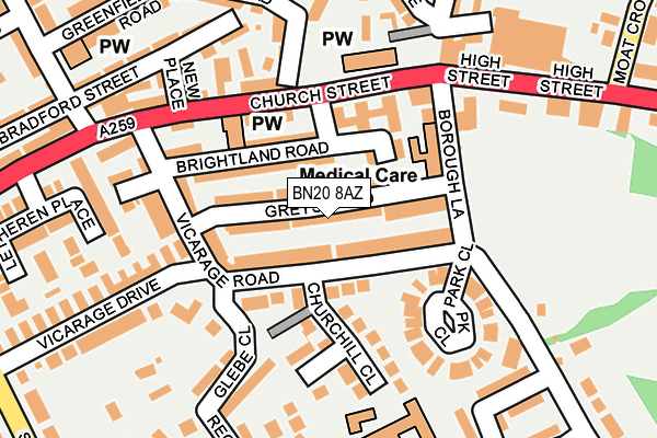 BN20 8AZ map - OS OpenMap – Local (Ordnance Survey)