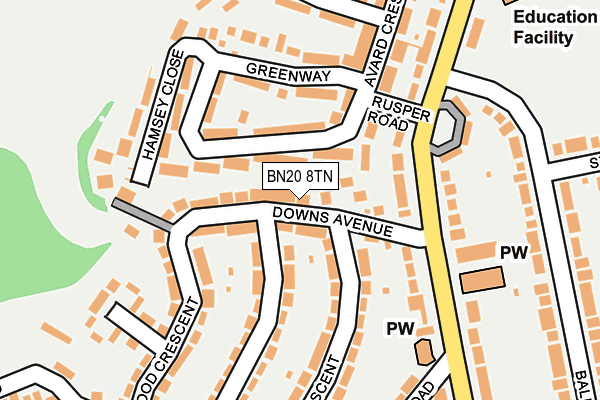 BN20 8TN map - OS OpenMap – Local (Ordnance Survey)