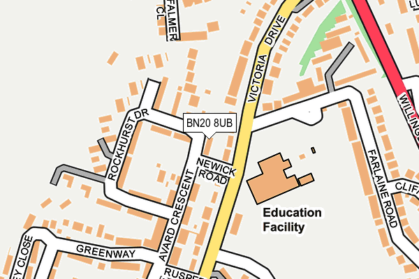 BN20 8UB map - OS OpenMap – Local (Ordnance Survey)