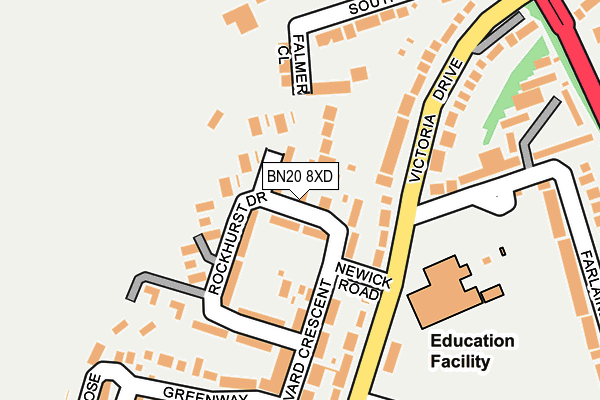 BN20 8XD map - OS OpenMap – Local (Ordnance Survey)